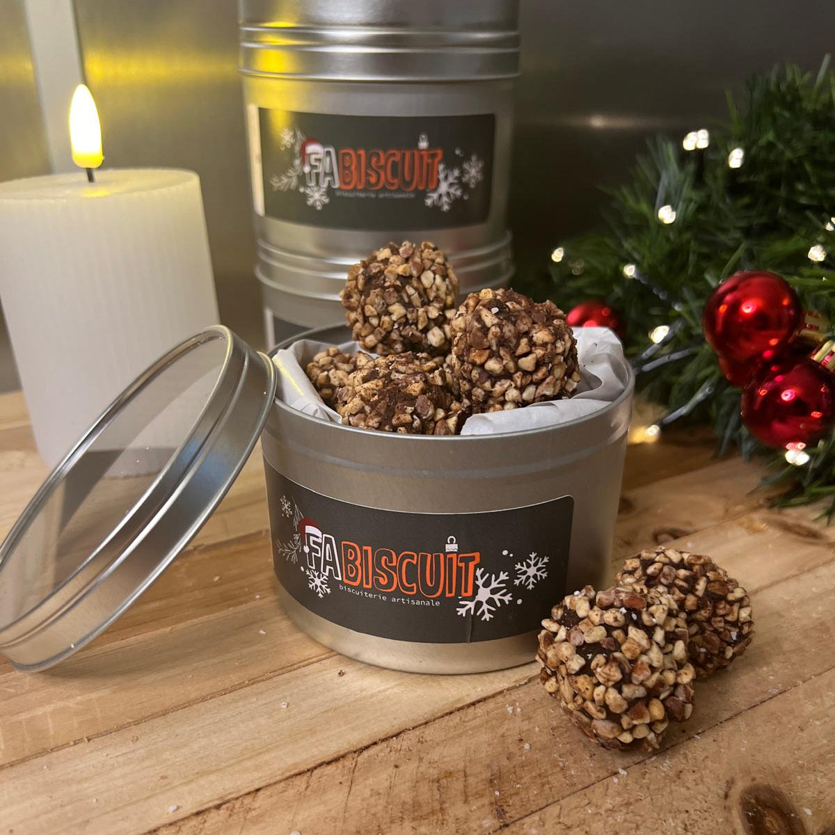 Ballotin truffes chocolat noir / amandes torréfiées